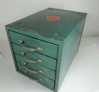 Vintage Wards Master Quality Metal Organizer Small Tool Box With 4 Drawers Usa