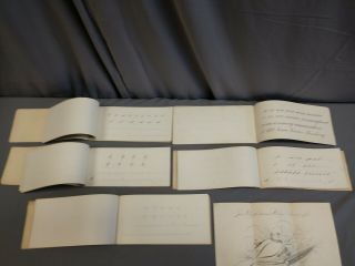 1899 & 1900 (5) Leather Penmanship Books.  How to Write.  Highly Detailed 5