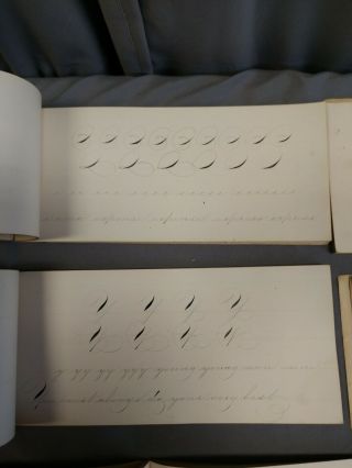 1899 & 1900 (5) Leather Penmanship Books.  How to Write.  Highly Detailed 6