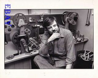 George A.  Romero At Editing Station Candid Vintage Photo