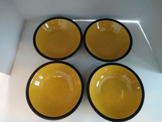 Euc Vintage Mikasa Terra Stone Saffron Set Of 4.  7 1/2 " Soup Bowls