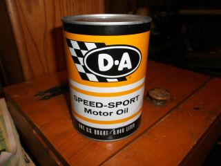 Vintage D - A Speed Sport Motor Oil Quart Can,  Full Nos