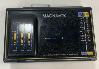 Vintage 80/90s Magnavox Personal Portable Tape Player Black Yellow Purple D6658