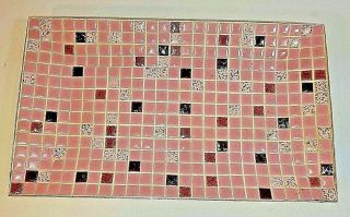 Vintage Mid Century Mosaic Tile Tray / Dish - Pink - 11.  5 " X 6.  75 " - Metal Back