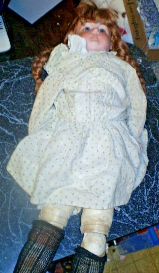 Antique Armand Marseille 370 ? Doll 25 Inch Leather Body