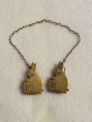 Vintage Webster Chain Collar Clips 925 Sterling Silver Rabbit