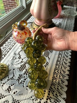 Bubbles Green Vintage Grapes Cluster Lucite Acrylic 10” Long Driftwood Stem