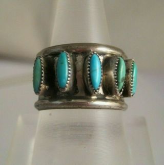 Vintage Vmb Victor Moses Begay Navajo Sterling Silver Turquoise Ring Size 7