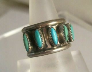 Vintage VMB VICTOR MOSES BEGAY NAVAJO STERLING SILVER TURQUOISE RING Size 7 2