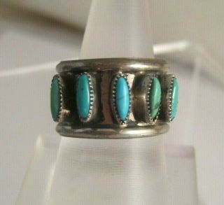Vintage VMB VICTOR MOSES BEGAY NAVAJO STERLING SILVER TURQUOISE RING Size 7 3