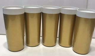 Vintage West Bend Thermo - Serv Insulated Tumblers Gold Tone Set Of 5
