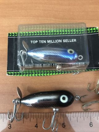 4 Vintage Heddon Spook Tiny Torpedo Clear Slver Topwater Bass Musky Fishing Lure 2