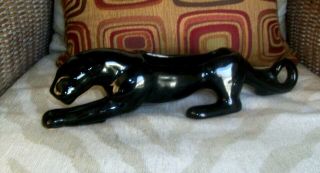 15 " Long Vintage Mid Century Stalking Black Panther / Jaguar Ceramic Planter