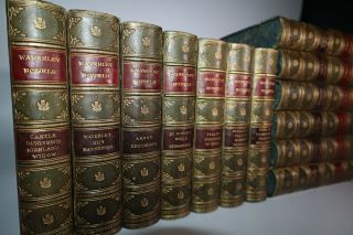 1871 The Waverley Novels Sir Walter Scott 26 Vols In 13 Half Leather Binding