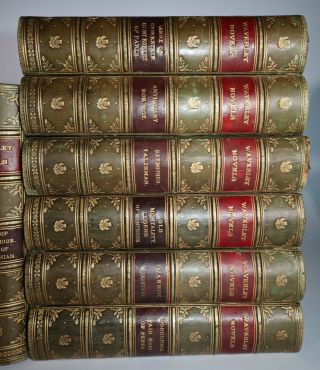 1871 The Waverley Novels Sir Walter SCOTT 26 Vols in 13 Half Leather Binding 3