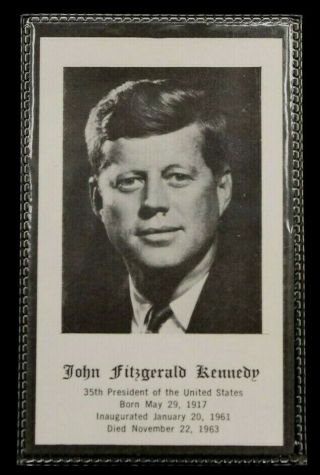 John F.  Kennedy Funeral Prayer Card In Plastic