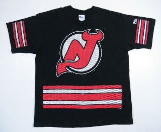 Nwot Vintage 90s Jersey Devils Pro Player Usa Made Mens Crew Neck T Shirt Xl
