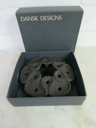 1960 ' s Dansk Design Black Cast Iron Candle Holder Denmark 2
