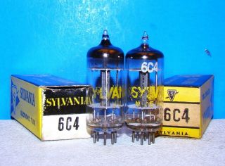 6c4 Nos Sylvania Radio Audio Amplifier Vintage Vacuum Tubes 2 Valves 6c4