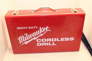 Vintage Red Milwaukee Cordless Drill Metal Case Only - No Tool