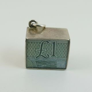Vintage Sterling Silver 925 One Pound Note Charm