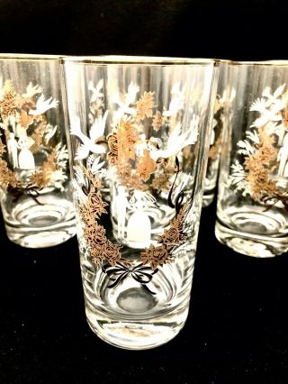 Wedding Couple On Tumblers Barware - Gold And White 1960 