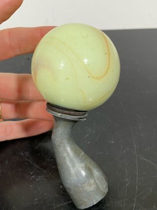 Vtg Salvaged Green Milk Slag Glass Auto Gear Stick Shifter Ball Handle Knob