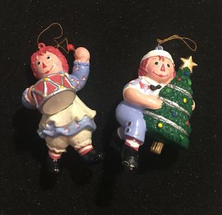 Vintage S&s Kurt Adler Raggedy Ann Playing Drum And Andy Christmas Tree Ornament