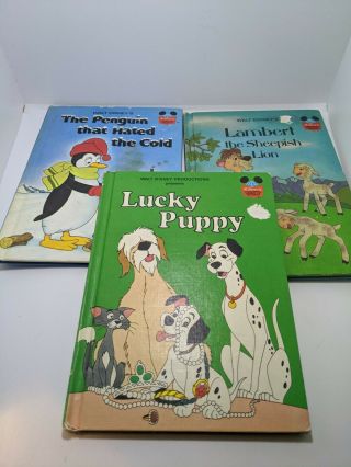 (3) Vintage Disney Wonderful World Of Reading Books Hardcover Lucky Puppy