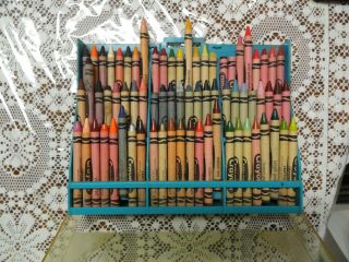 Vintage 72 Crayola Crayon Holder Storage Carrying Case Blue