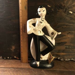 Asian Woman Ceramic Vase Vintage Mid Century Japan