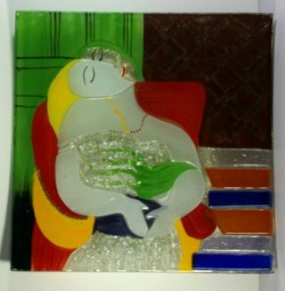 The Dream Vintage Mid Century Modern Picasso Art Glass Tray Dish 1932 13 "