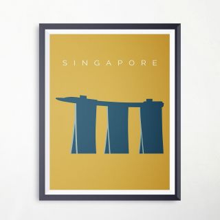 Singapore Marina Bay Sands Travel Artwork Landmark Artwork Vintage