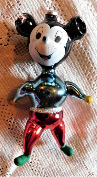 Vintage Italian Blown Glass Mickey Mouse Christmas Ornament
