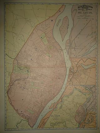 Vintage 1894 St.  Louis Map Old Antique Large Folio Size Atlas Map