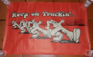 Vtg 1970s R.  Crumb Robert Crumb " Keep On Truckin " Red - Pink Poster Grateful Dead