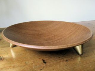 Vintage Mid 20th Century Ianthe Wood Effect Tripod Footed Fruit Bowl Dish