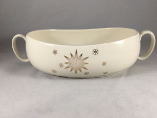 Mid - Century Atomic Starburst/snowflake White Serving Bowl With Handles
