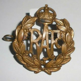 Raf Royal Air Force Brass Cap Badge Second War Vintage A