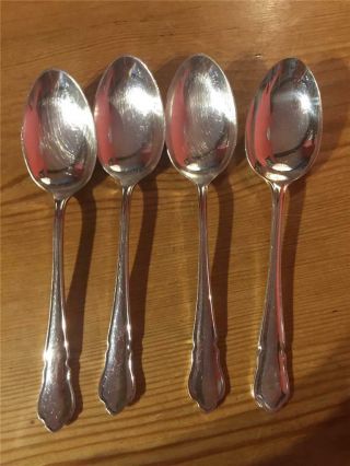 4 X Vintage Silver Plated Epns Dessert Spoons 18.  5cm A1