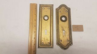 Vintage Antique Pair Art Deco Style Metal Door Knob Back Plates