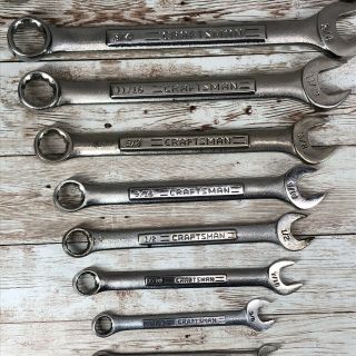 Vintage Craftsman (SAE) Combination Wrench Set USA Made 7/8 - 1/4 12 Piece Set 3