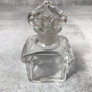 Vtg Guerlain Baccarat Glass Perfume Bottle Square W/ Heart - Shape Stopper 5.  25”