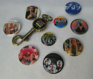 The Police 10 X Vintage 1980s Punk Wave Reggae Pins Buttons Badges Key Ring