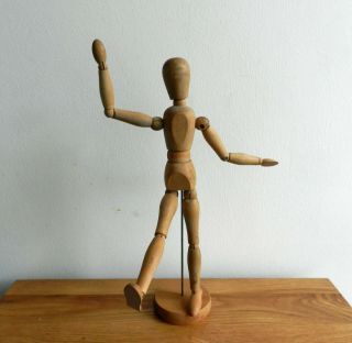 Vintage Wooden Jointed Manikin Lay Figure Artists Model 33.  5cm