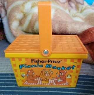 Vintage 1974 Fisher Price Fun With Food Picnic Basket - Picnic Basket Only