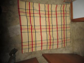 Vintage Minnesota Woolen Mills Warmbilt Wool Blanket Stripe Check 64x80
