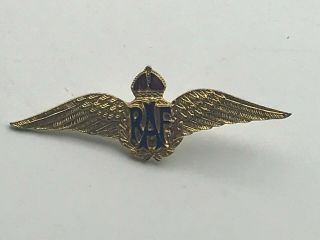 Raf Royal Air Force Wings Crown Lapel Pin Gold Tone 2 " Wing Span B8