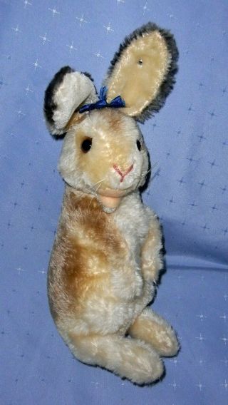 Vintage 1960s Steiff Mohair Manni Rabbit With Button (33 Cms Tall)