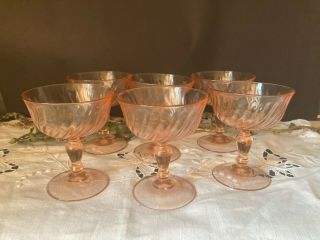 6 Coupes à Champagne Roseline Luminarc Rose Torsadés Vintage